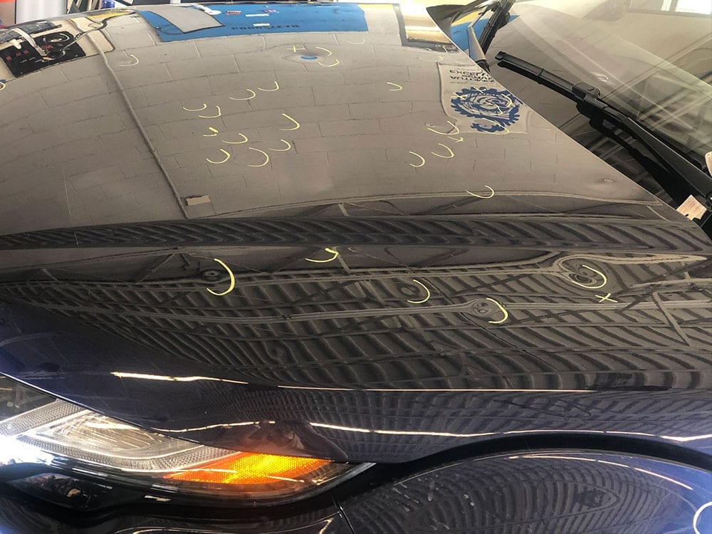 hood hail damage for reference on car hail damage repair cost